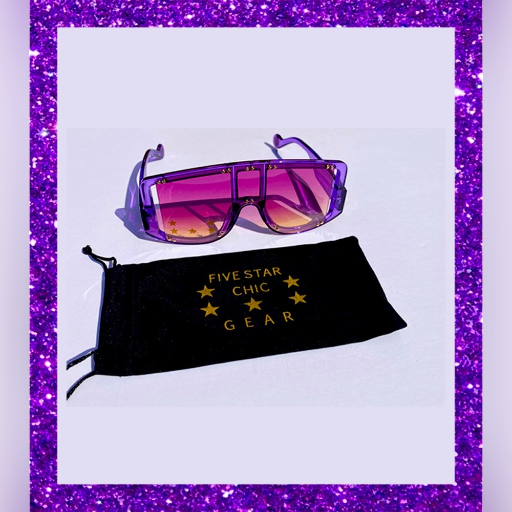 New hot brand Five Star Chic Gear queen of shades oversized sunglasses Purple